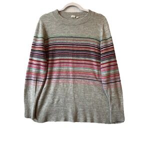 Gap Colorful Crazy Stripe Crewneck Tunic Sweater Women's L Wool Rainbow Y2K 90s